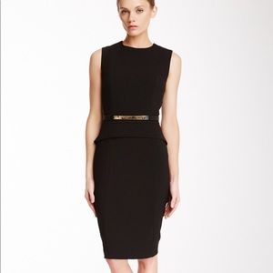 Calvin Klein black peplum dress with belt